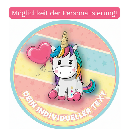 Pink Pony cake topper edible wafer round 20 cm premium, vegan, gluten-free, cut