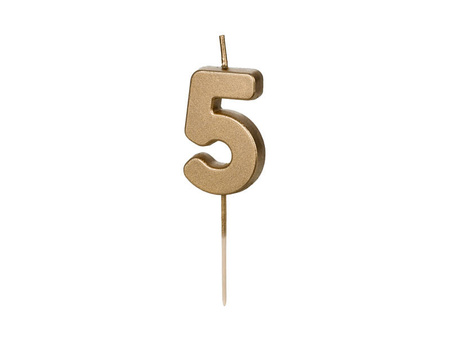 Birthday candle 5, gold, 5,5cm