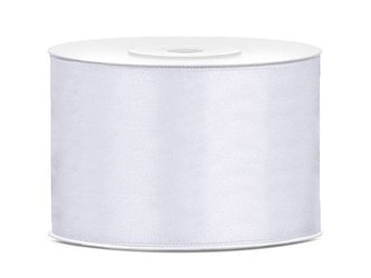 Satin ribbon, white ribbon 50mm / 25m