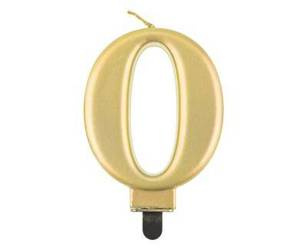 Kerze Nummer 0, Metallic-Gold, 8 cm