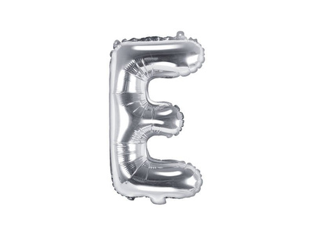 Foil balloon letter E, 35cm, silver