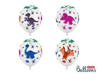 Latexballons, Dinosaurier, 30 cm, (1 Pk. / 6-tlg)