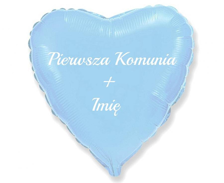 Foiled Heart Balloon, blue, First Communion + name