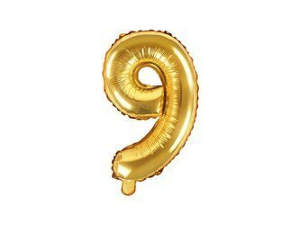 Foil balloon Digit 9, 35cm, Golden