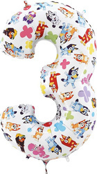 BlueyFolienballon Nummer 3, , 66 cm Grabo