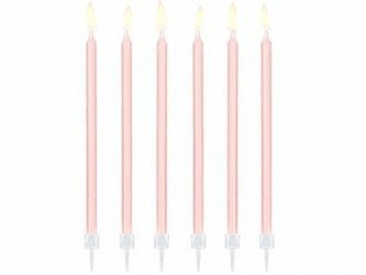 Birthday candles, plain, pink, 14 cm, 12 pcs.