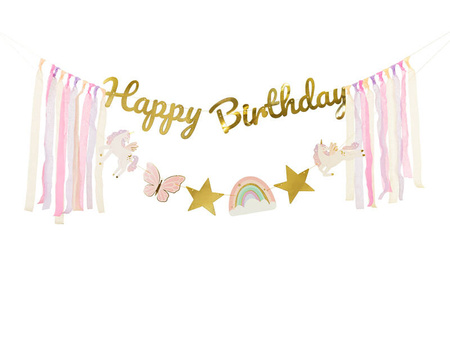 Happy Birthday Einhorn Banner, 230x17,5 cm