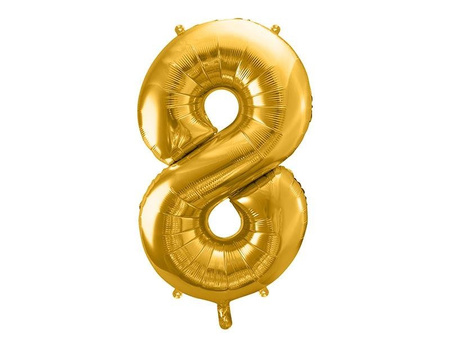 The number 8 Foil balloon, 86cm, gold