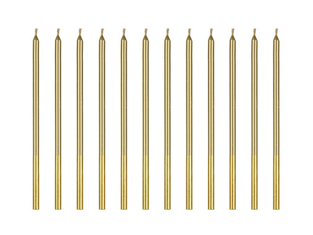 Birthday candles, smooth, gold 14 cm, 12 pcs.