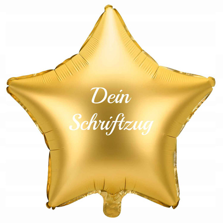 Balon in Form eines Sterns, Gold, mit individuellem Aufdruck.