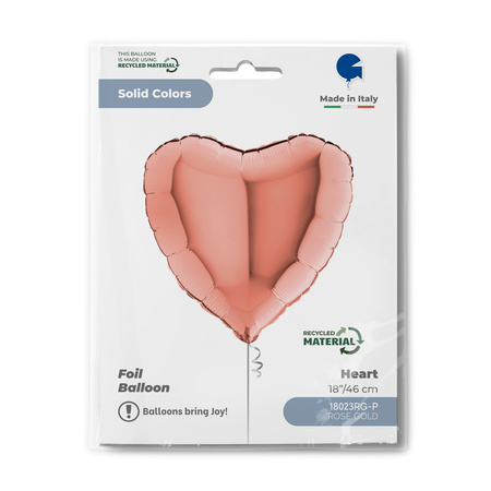 Folienballon Herz Rose Gold, 46 cm, Grabo