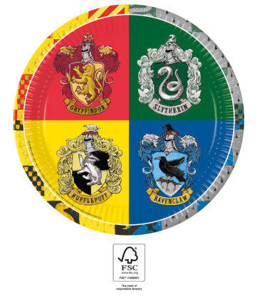 Paper plates Harry Potter Hogwarts houses, 23cm, 8pcs.