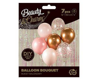 Latexballons, rosa und kupferfarbenes Bouquet 30 cm, 7 Stück.