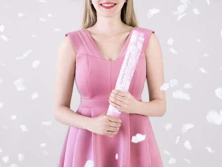 Konfettikanone, Weiße Rosenblätter, 60cm