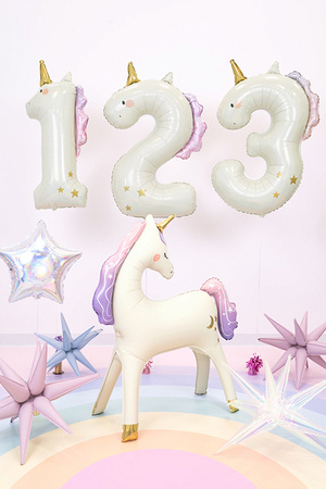 Folienballon Zahl 1 Einhorn Creme Roségold 93cm
