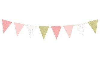 Garland Birthday - Pink Flagietki, 1,3m
