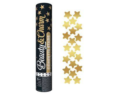 Tuba shooting from confetti stars gold, 30 cm