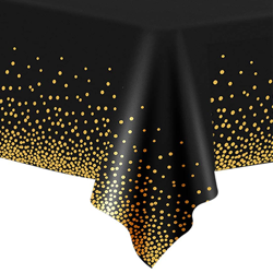 Black tablecloth in gold confetti 137x183 cm