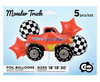 Foil balloons - Monster Truck, Happy Birthday set 5 pcs.