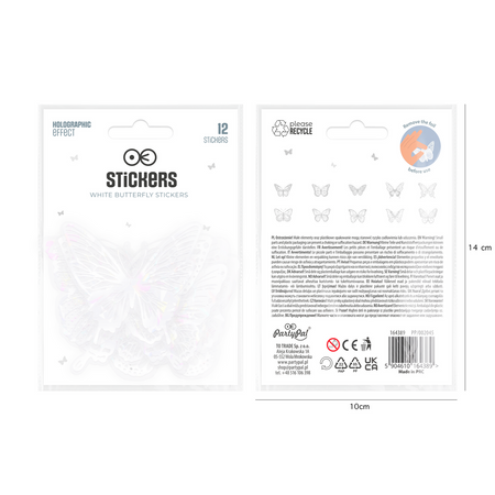 White Holographic Butterfly Wall Stickers 75 cm – Set of 12