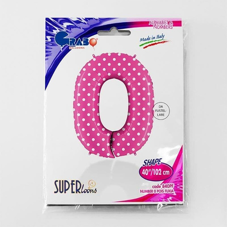 The foil balloon Number 0 pink dotted - 102 cm Grabo