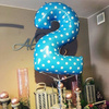 The foil balloon number 2 Turquoise Blue dotted - 102 cm Grabo