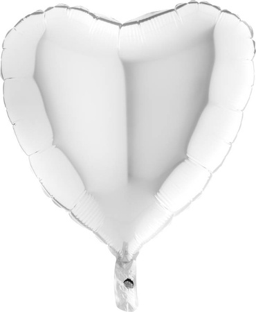 Foil balloon - smooth white heart 46 cm, grabo