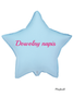 Pink, blue-shaped foil balloon with a custom message