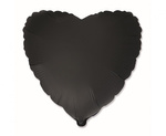 Foil Balloon Heart Satin Black 46 cm Flexmetal