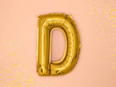 Foil balloon letter D, 35cm, gold