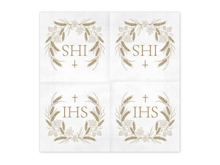 Napkins with a gold print, IHS, 33x33cm, 20 pcs