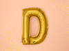 Foil balloon letter D, 35cm, gold