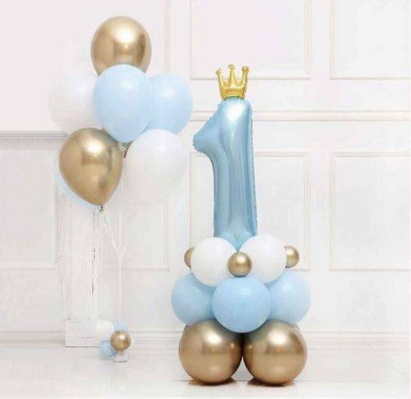 Set von Geburtstagsballons blau Nummer 1 + Latex-Ballons, 29 el.