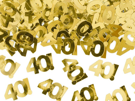 Metallized gold confetti, number 40, 15g