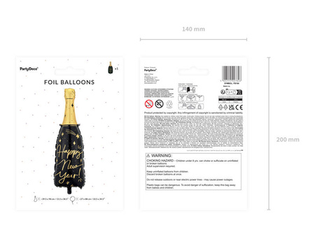 Foil balloon Happy New Year bottle, 39.5 x 98 cm