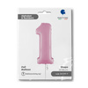 Foil Balloon Number 1 Pink Pastel Pink, 66 cm Grabo