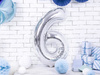 The number 6 Foil balloon, 86cm, silver