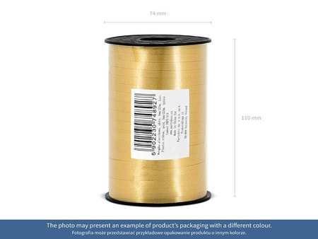 Plastic ribbon, gold, 5mm / 225m