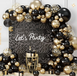 Balloon garland black-gold , 109pcs