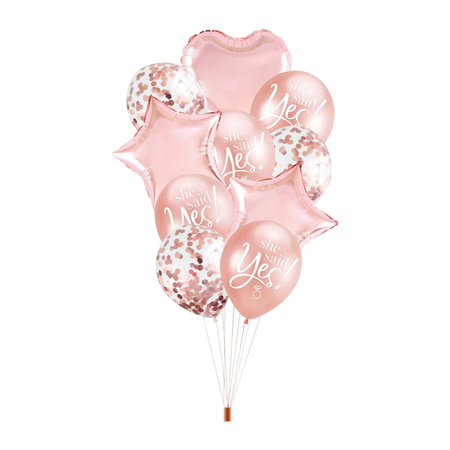 Set of Rose Gold She Said Yes balloons, Engagement 10pcs