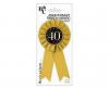 Rosette for 40th Birthday, Anniversary gold-black, 8 cm