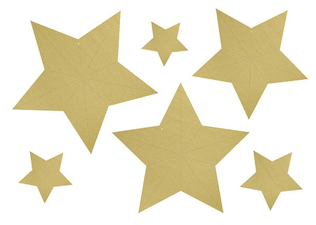 Decoration Star, Gold, different sizes, 6 pcs.