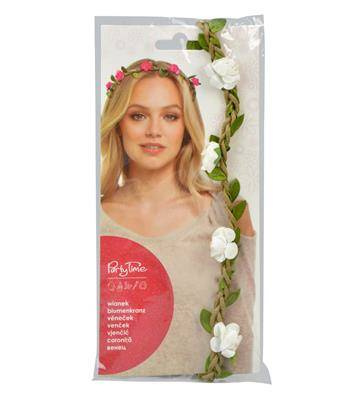 Head wreath, with flowers, on elastic