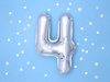 Foil balloon digit 4, 35cm, silver