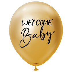 Latex Balloons Kalisan Welcome Baby Mirror Gold 45cm, 2 pcs.