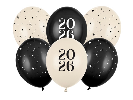 Balloons Strong Happy New Year 2026 Pastel Mix 30cm 6 pcs