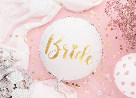 Bride to be foil balloon, white and gold 45 cm