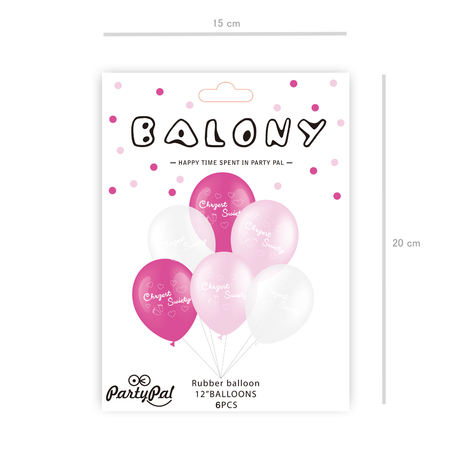 A set of latex balloons, holy baptism, pink, 6 pcs.