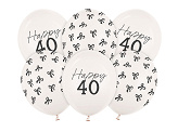 Ballons 30 cm, Set zum 40. Geburtstag, Pastell Off-White