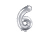 Foil balloon Digit 6, 35cm, silver